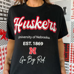 Huskers Letterman Tee : Black - Ana Patricia Boutique