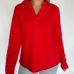 Long Sleeve Henley Top- Red - Ana Patricia Boutique