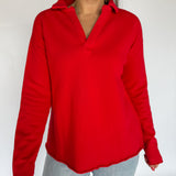 Long Sleeve Henley Top- Red - Ana Patricia Boutique