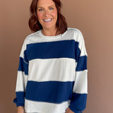 Colorblock Long Sleeve Top- Navy