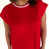 Varsity Scuba Midi Dress-Red - Ana Patricia Boutique