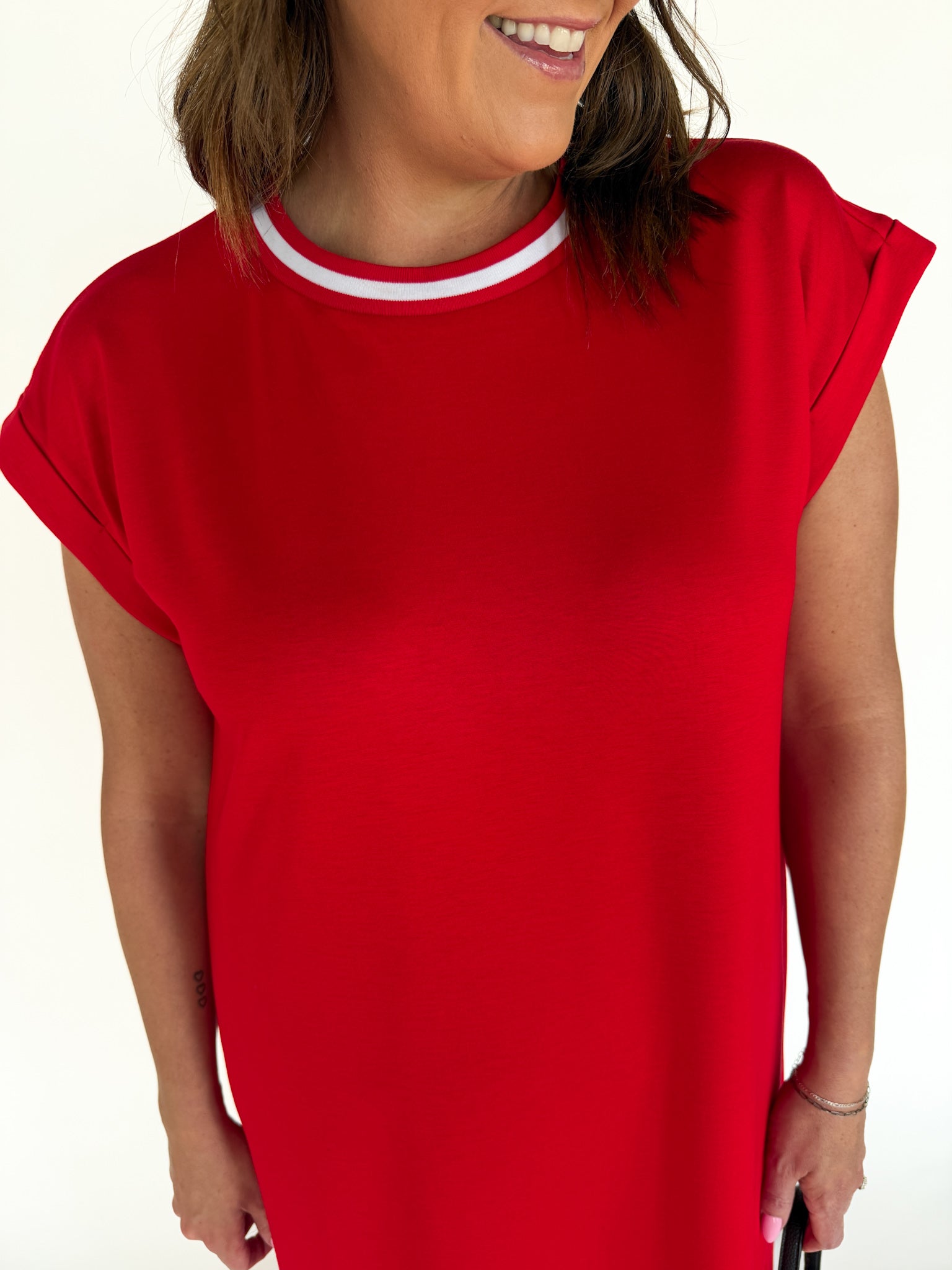 Varsity Scuba Midi Dress-Red - Ana Patricia Boutique
