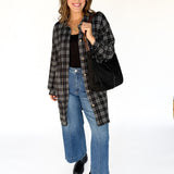 Plaid Brushed Jacket-Black/White