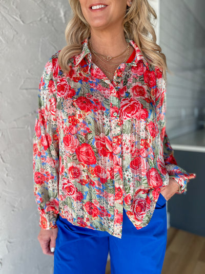 Glimmering Glamour Blouse- Red