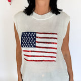 American Flag Tank- Ivory
