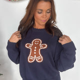 Gingerbread Cookie Sweater- Navy