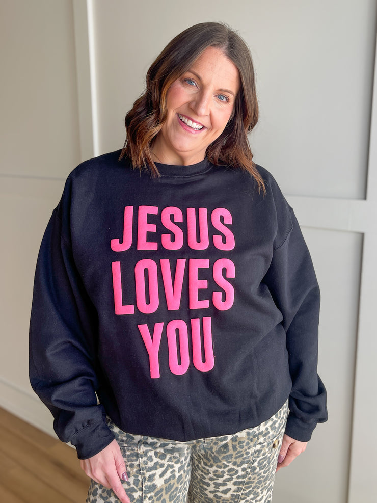 Puff Jesus Loves You Crewneck