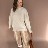Side Slit Oversized Sweater- Sand