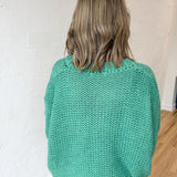 Cableknit V Neck Sweater-Jade