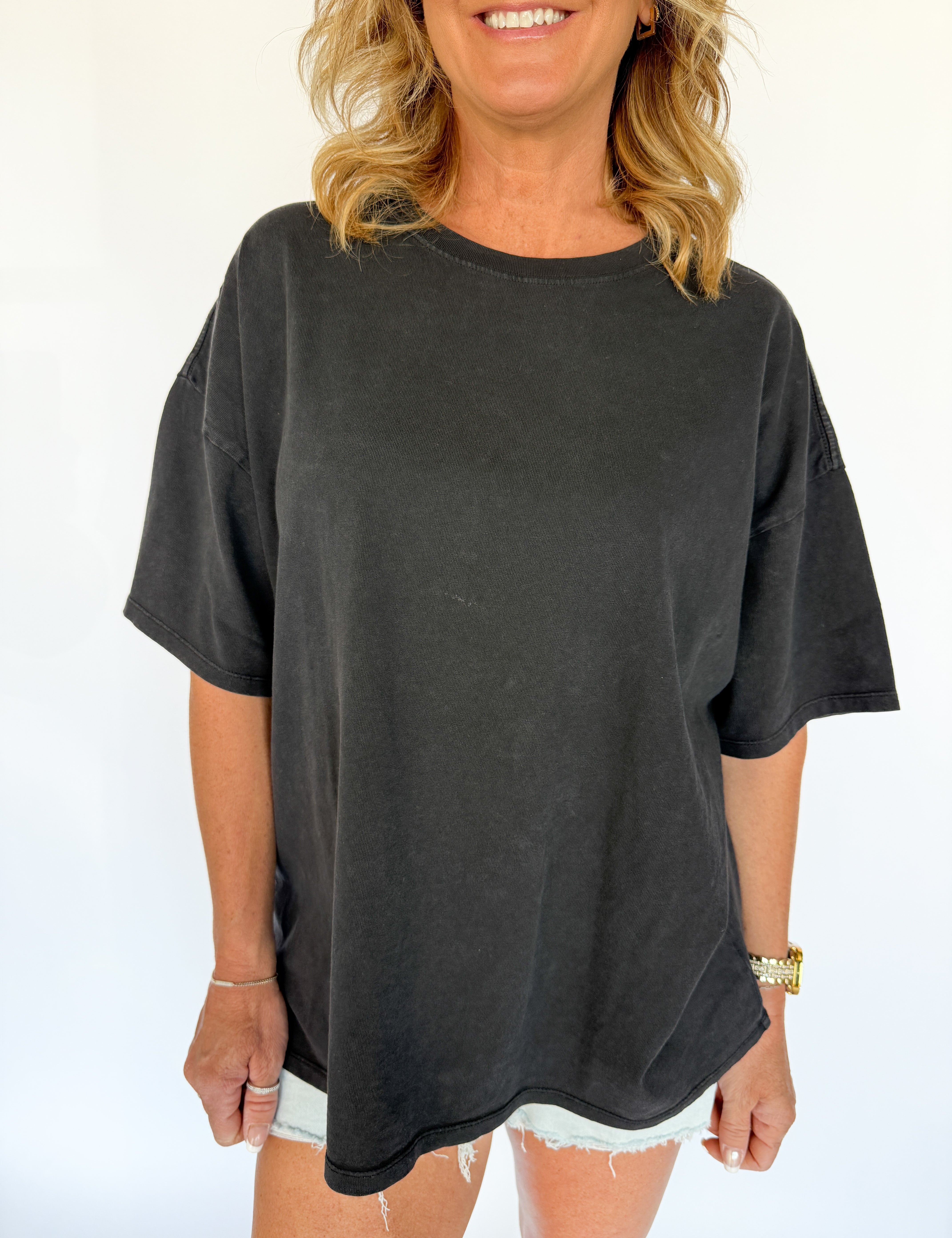 Mineral Wash Oversized Tee-Black - Ana Patricia Boutique