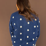 Polka Dot Button Up Cardigan- Navy