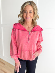 French Terry Hoodie- Magenta