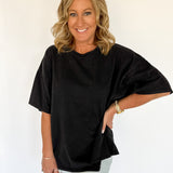 Mineral Wash Oversized Tee-Black - Ana Patricia Boutique