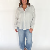 Dolman Stripe Button Down-Cream/Blue