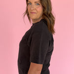Crew Neck Short Sleeve Top- Black - Ana Patricia Boutique