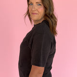 Crew Neck Short Sleeve Top- Black - Ana Patricia Boutique