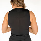 Simple Button Down Tank- Black