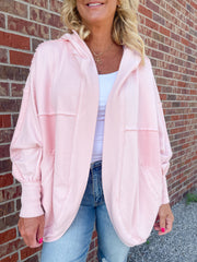 The Free Hooded Cardigan- Pink