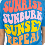 Sun Rise Sun Burn Graphic Tee- Blue