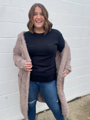 The Avery Hooded Cardigan- Mocha