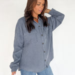 Mineral Wash Shacket-Deep Navy - Ana Patricia Boutique