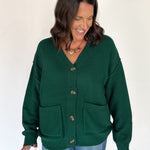 V Neck Waffleknit Cardigan- Dark Green - Ana Patricia Boutique
