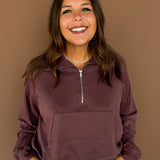 Half Zip Scuba Pullover- Cocoa