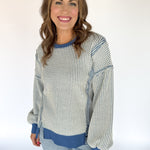 Oversized Waffleknit Pullover- Navy - Ana Patricia Boutique
