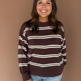 Double Stripe Sweater- Chocolate Brown