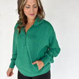 Scuba Piping Quarter Zip- Green/Cream