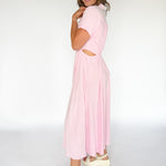 Cut Out Side Maxi Shirtdress- Pink - Ana Patricia Boutique