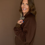 Scuba Colorblock Zip Up- Brown