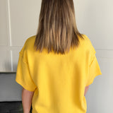 Raw Edge Sweater Top- Yellow - Ana Patricia Boutique