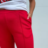 Soft Scuba Wide Pants-Red