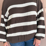 Striped Oversized Sweater- Brown