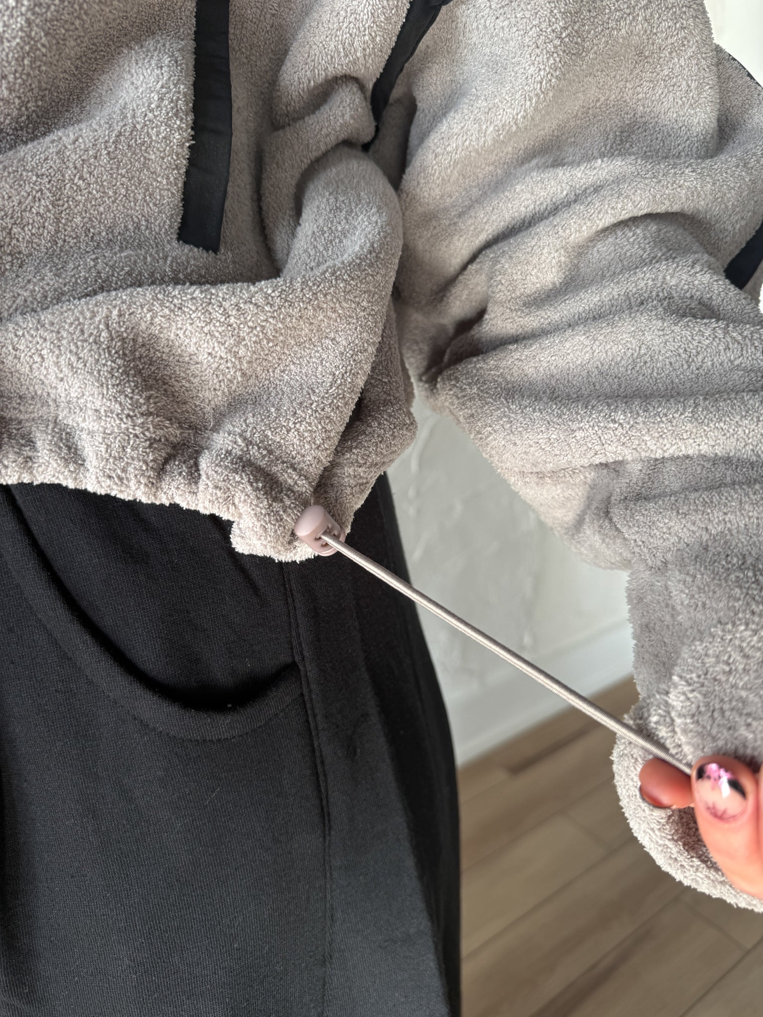Oversized Fleece Pullover-Grey - Ana Patricia Boutique
