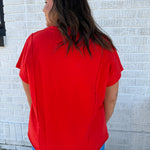 Star Lace Patch Top- Red - Ana Patricia Boutique