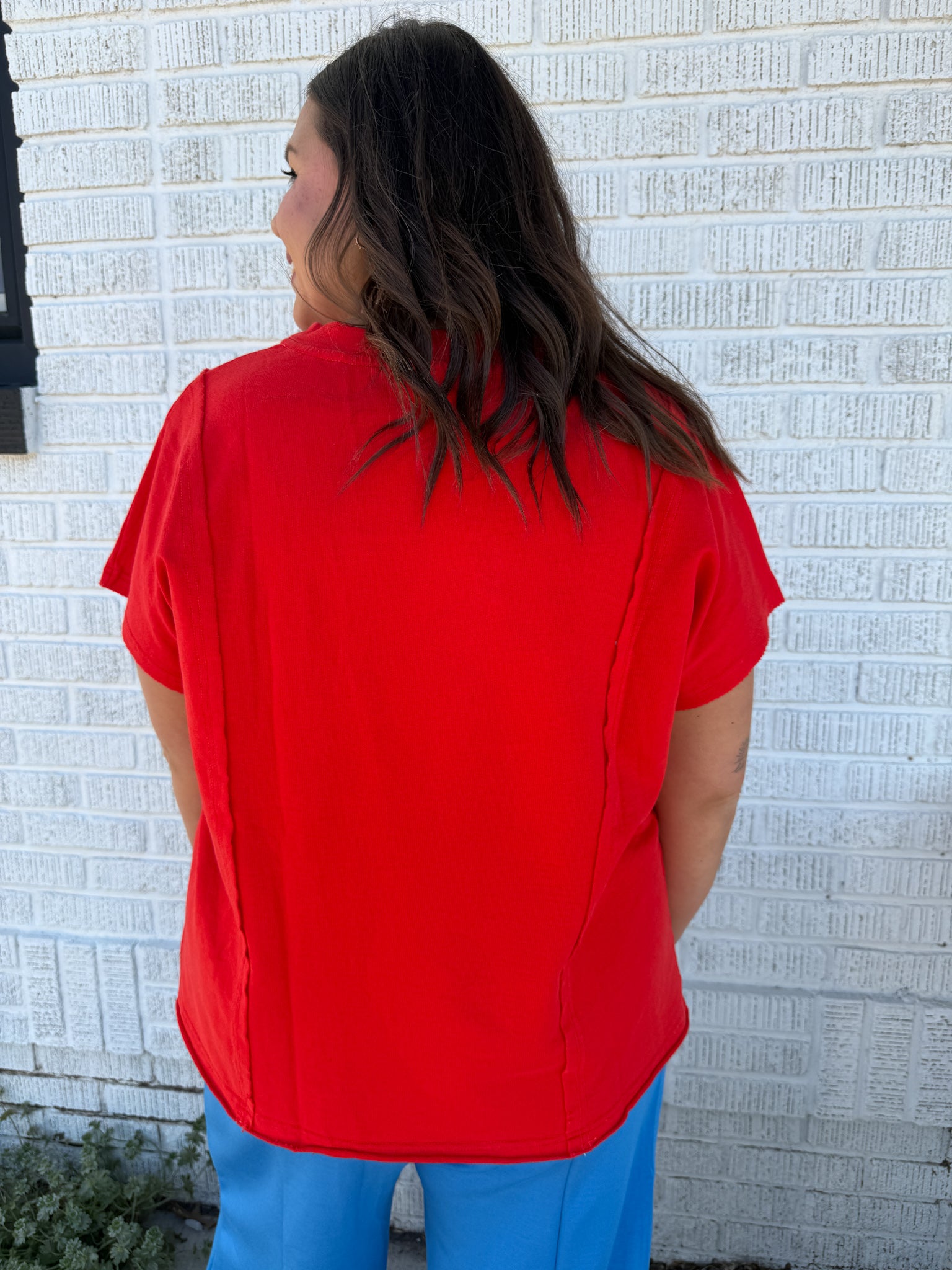 Star Lace Patch Top- Red - Ana Patricia Boutique