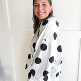 V Neck Polka Dot Pullover-Ivory/Black - Ana Patricia Boutique
