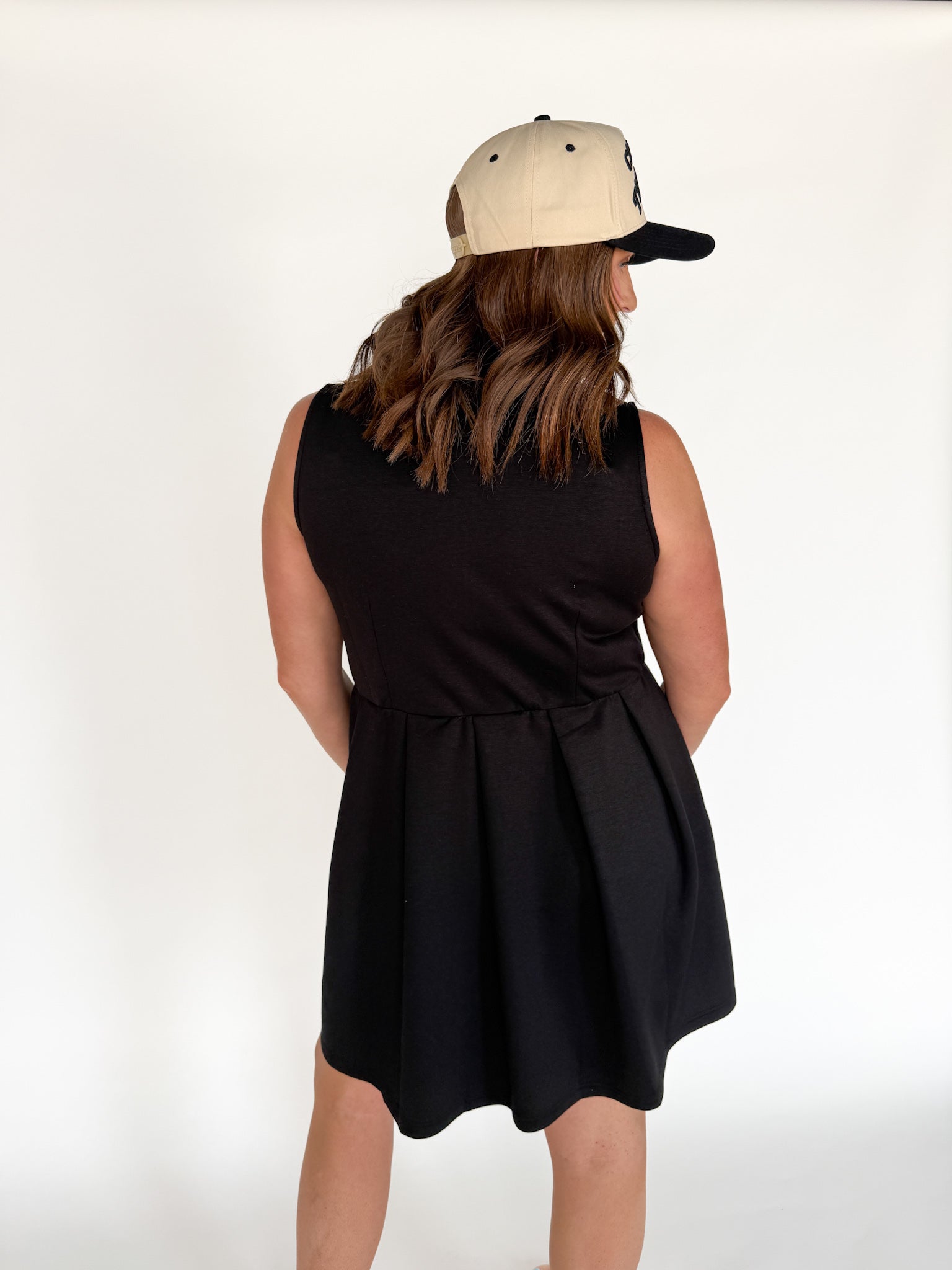 Sleeveless Scuba Zip Up Dress-Black - Ana Patricia Boutique