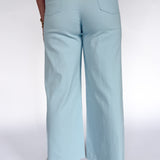 High Rise Twill Pants- Ice Blue