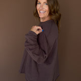 Classic Oversized Long Sleeve Top-Brown