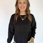 Wavy Hem Sweater- Black - Ana Patricia Boutique