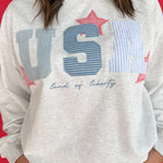 USA Patchwork Crewneck- Grey - Ana Patricia Boutique