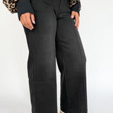Pintuck Wide Leg Denim - Black