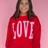 LOVE Patch Pullover- Red