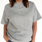 Crew Neck Short Sleeve Top- Heather Grey - Ana Patricia Boutique
