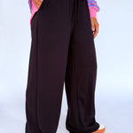 Scuba Wide Leg Pants- Black - Ana Patricia Boutique