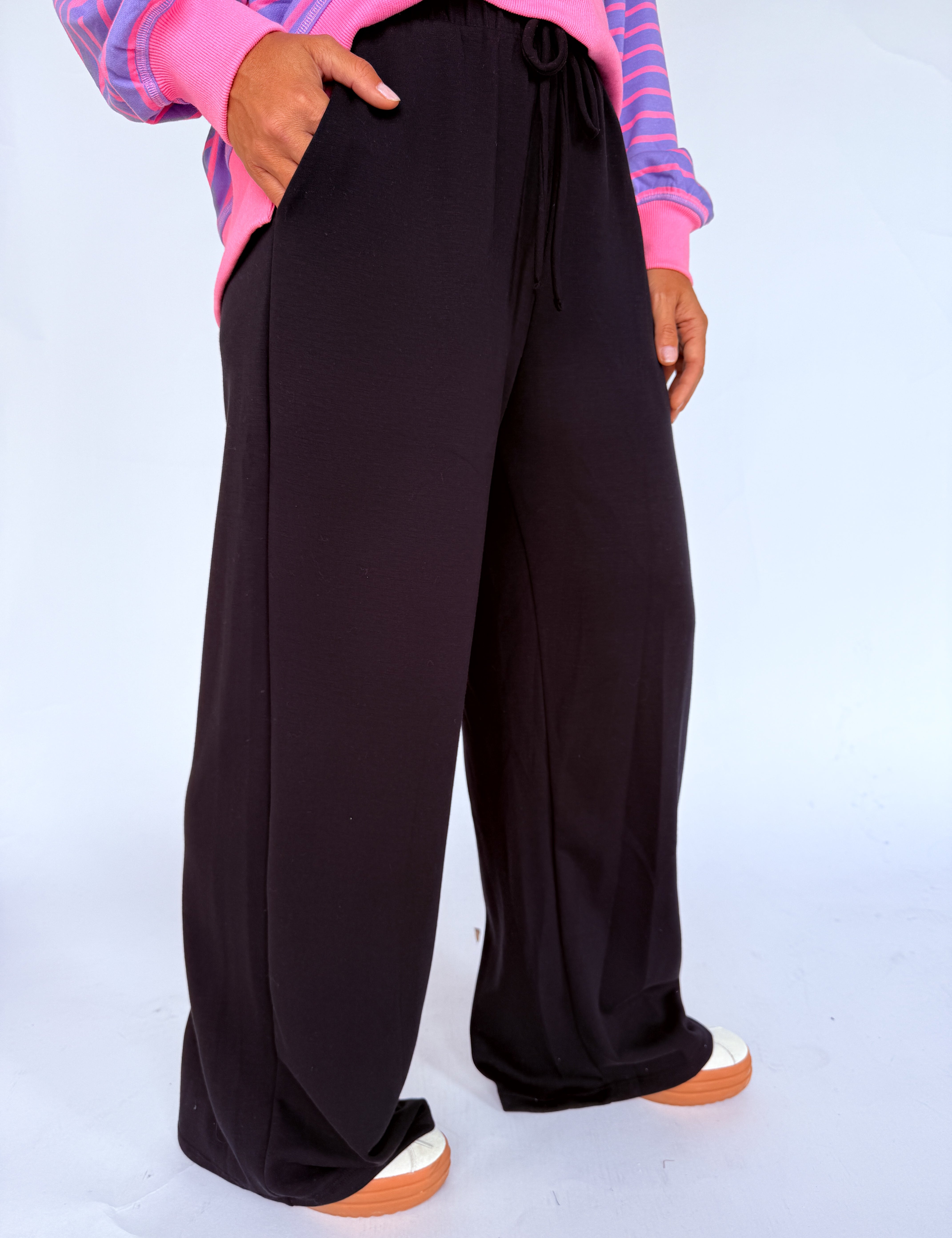 Scuba Wide Leg Pants- Black - Ana Patricia Boutique
