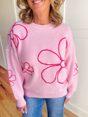 So Sweet Flower Sweater- Pink